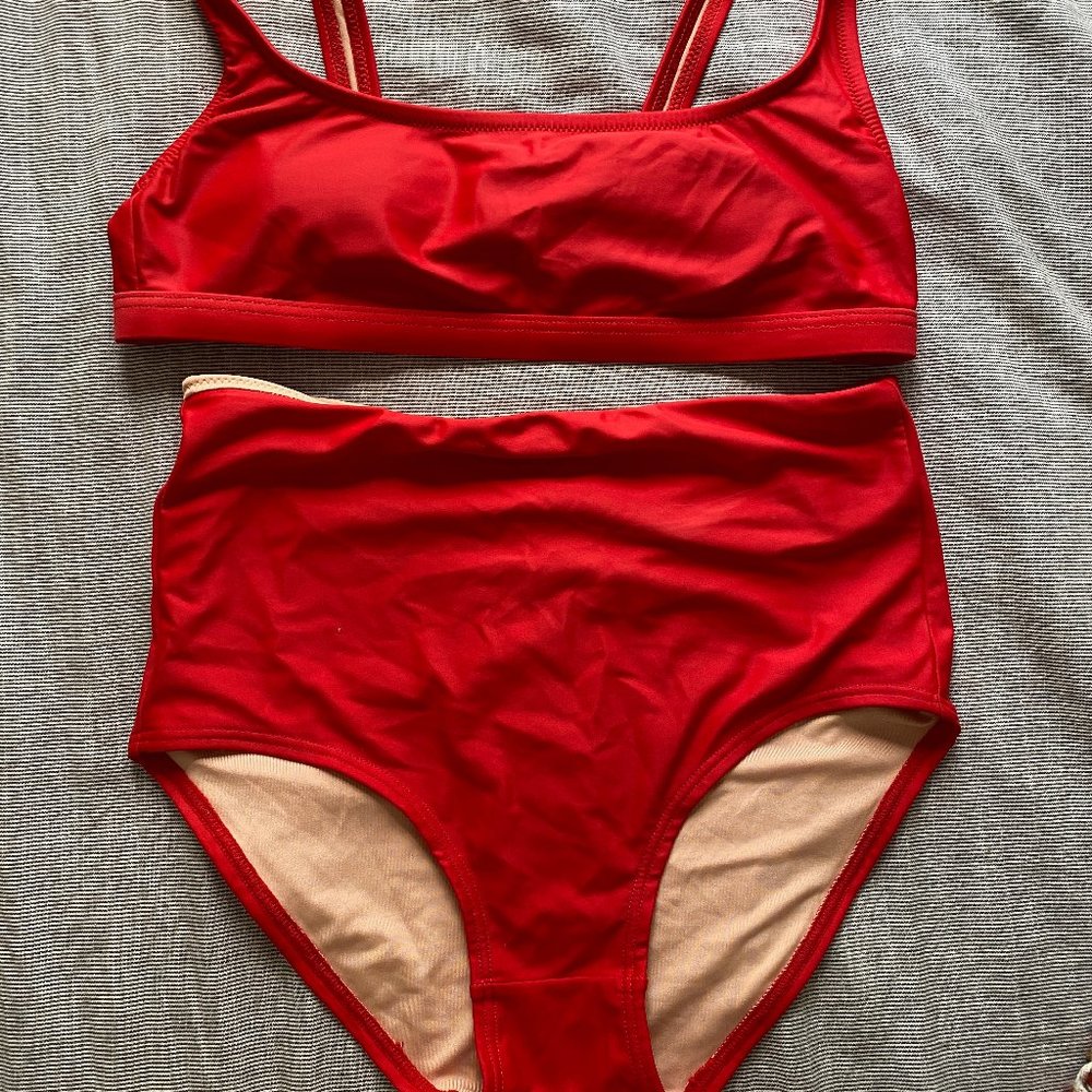 Red Two Piece Swimsuit (worn once)